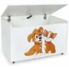 Large Wheeled Wooden Toy Box For With Stool Seat - Cat And Dog 2 Large Wheeled Wooden Toy Box For With Stool Seat - Cat And Dog -Fatboy Sales Store 51194659 1