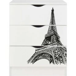 White Chest Of Drawers - ROMA - Eiffel Tower