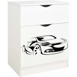 White Chest Of Drawers - ROMA - Racing Car
