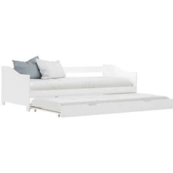 Topdeal Pull-out Sofa Bed Frame White Pinewood 90x200 Cm VDTD24039