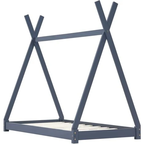 Topdeal Kids Bed Frame Grey Solid Pine Wood 80x160 Cm VDTD24216 4 Topdeal Kids Bed Frame Grey Solid Pine Wood 80x160 Cm VDTD24216 - Image 2