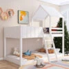 Bunk Bed Loft Bed House Bed 3 FT Kids Single Cabin Bed With Ladder And Guard Rail White 90x190 Cm -Fatboy Sales Store 52164637 1