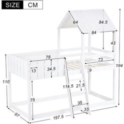 Bunk Bed Loft Bed House Bed 3 FT Kids Single Cabin Bed With Ladder And Guard Rail White 90x190 Cm -Fatboy Sales Store 52164637 5
