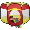Relaxdays Ball Pit With 100 Balls For Kids, Pop Up Play Tent For Age 3 And Up, HWD: 70x85x100 Cm, Hexagonal, Red-Yellow -Fatboy Sales Store 52223311 1