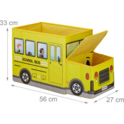 Relaxdays Children’s Storage Ottoman, Lidded Toy Box, Folding, Boys & Girls, School Bus Design, 50 Litres, Yellow -Fatboy Sales Store 52223728 4