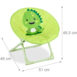 Relaxdays Moon Chair Kids, Foldable, Indoor, Camping Seat For Boys & Girls, HxWxD 48 X 51 X 48 Cm, Monster, Yellow -Fatboy Sales Store 52228267 4