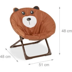 Relaxdays Moon Chair Kids Foldable Indoor & Outdoor Camping Seat For Boys And Girls, Bear, Brown HxWxD 48 X 51 X 48 Cm -Fatboy Sales Store 52228296 4