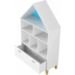 Toy Box Storage Triangle Kids Bookshelf Toy Storage Unit Childrens Bookcase White Toy Organiser With Drawers For Children's Room Playroom 8030132.5cm -Fatboy Sales Store 52527883 5