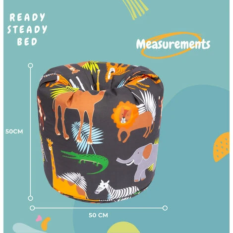 Ready Steady Bed Childrens Character Filled Beanbags Kids Bedroom Play Room Furniture Bean Bag, Africa 4 Ready Steady Bed Childrens Character Filled Beanbags Kids Bedroom Play Room Furniture Bean Bag, Africa - Image 2