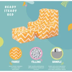 Ready Steady Bed Kids Armchair Comfy Bean Bag Chair With Footstool (Zigzag) -Fatboy Sales Store 54385805 3