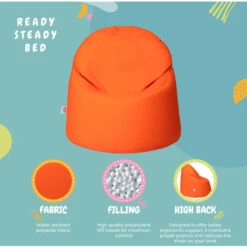 Ready Steady Bed Outdoor Kids Bean Bag Chair Indoor Comfy Seat Child's Ergonomic Durable Comfort, Orange 9 Ready Steady Bed Outdoor Kids Bean Bag Chair Indoor Comfy Seat Child's Ergonomic Durable Comfort, Orange -Fatboy Sales Store 54386093 3
