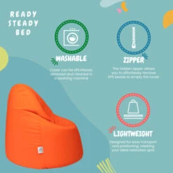 Ready Steady Bed Outdoor Kids Bean Bag Chair Indoor Comfy Seat Child's Ergonomic Durable Comfort, Orange 11 Ready Steady Bed Outdoor Kids Bean Bag Chair Indoor Comfy Seat Child's Ergonomic Durable Comfort, Orange -Fatboy Sales Store 54386093 5
