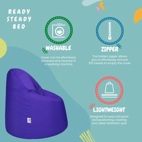 Ready Steady Bed Outdoor Kids Bean Bag Chair Indoor Comfy Seat Child's Ergonomic Durable Comfort, Purple 7 Ready Steady Bed Outdoor Kids Bean Bag Chair Indoor Comfy Seat Child's Ergonomic Durable Comfort, Purple - Image 5