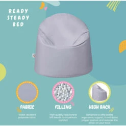 Ready Steady Bed Outdoor Kids Bean Bag Chair Indoor Comfy Seat Child's Ergonomic Durable Comfort, Silver -Fatboy Sales Store 54386357 3