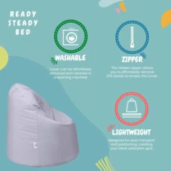 Ready Steady Bed Outdoor Kids Bean Bag Chair Indoor Comfy Seat Child's Ergonomic Durable Comfort, Silver -Fatboy Sales Store 54386357 5