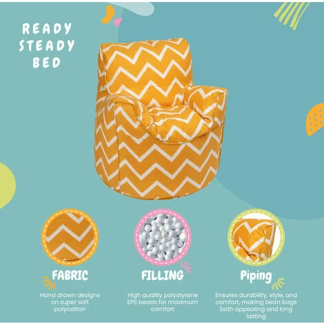 Ready Steady Bed Childrens Character Filled Beanbag Kids Bean Bag Chair Seat Bedroom Play TV Room, Zigzag 5 Ready Steady Bed Childrens Character Filled Beanbag Kids Bean Bag Chair Seat Bedroom Play TV Room, Zigzag - Image 3