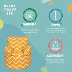 Ready Steady Bed Childrens Character Filled Beanbag Kids Bean Bag Chair Seat Bedroom Play TV Room, Zigzag 11 Ready Steady Bed Childrens Character Filled Beanbag Kids Bean Bag Chair Seat Bedroom Play TV Room, Zigzag -Fatboy Sales Store 54386501 5