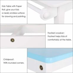 GIZCAM 3PCS Kids Table & Chair Set Children Wooden Furniture Toddler Drawing Desk -Fatboy Sales Store 54458818 4