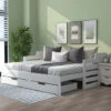 Wooden Daybed With Trundle And Drawer, 3 Ft Single Guest Bed For Living Room And Bedroom 90 X190 Cm White -Fatboy Sales Store 57765830 1