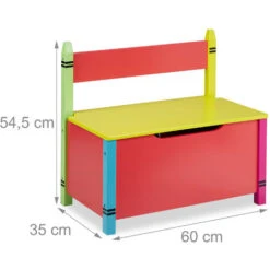 Relaxdays Children's Storage Bench, H X W X D: 54.5 X 60 X 35 Cm, MDF, Toy Chest With Lid, Multicoloured -Fatboy Sales Store 58967182 4