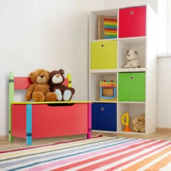 Relaxdays Children's Storage Bench, H X W X D: 54.5 X 60 X 35 Cm, MDF, Toy Chest With Lid, Multicoloured -Fatboy Sales Store 58967182 5