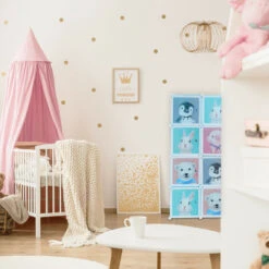 Relaxdays Plug-in Shelving Unit For Children, 8 Compartments, Doors With Animals, HWD: 145x109x37 Cm, DIY Storage, Blue -Fatboy Sales Store 59394164 5