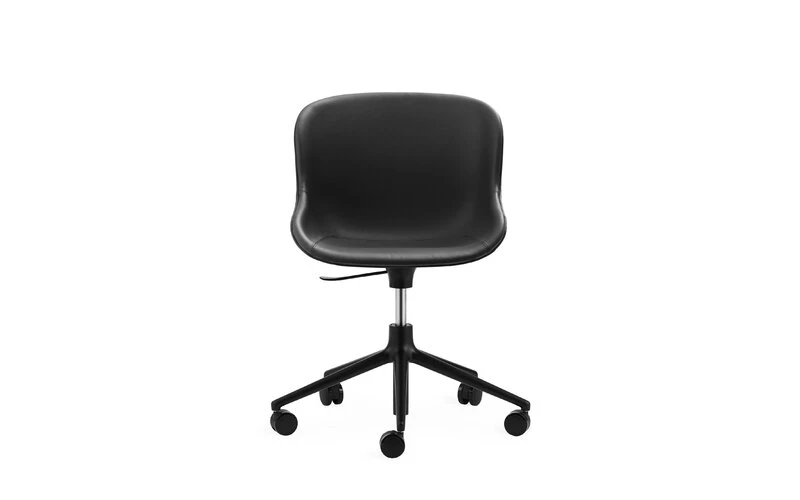 Normann Copenhagen Hyg Chair With 5 Wheels, Swivel, Black - Black Leather Ultra - Image 2