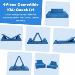 Kids Sofa Bed Convertible Children Couch W/Washable Cover 2 Folding Mat 2 Pillow -Fatboy Sales Store 60442958 3