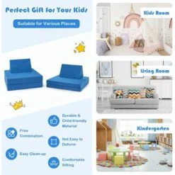 Kids Sofa Bed Convertible Children Couch W/Washable Cover 2 Folding Mat 2 Pillow -Fatboy Sales Store 60442958 5