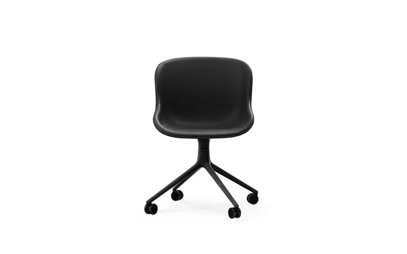 Normann Copenhagen Hyg Chair With 4 Wheels, Swivel, Black - Black Leather Ultra - Image 2