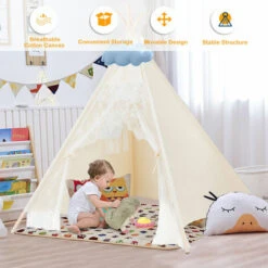 Portable Kids Lace Teepee Tent Folding Children Playhouse Indoor Outdoor W/ Bag 11 Portable Kids Lace Teepee Tent Folding Children Playhouse Indoor Outdoor W/ Bag -Fatboy Sales Store 61210818 5