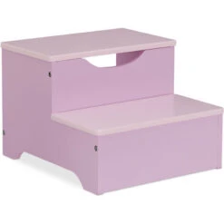 Relaxdays Kids Step Stool, 2 Steps, 25 X 33 X 36 Cm, Bathroom & Playroom, MDF, Stepstool For Sink & Toilet, Lilac/Pink