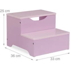 Relaxdays Kids Step Stool, 2 Steps, 25 X 33 X 36 Cm, Bathroom & Playroom, MDF, Stepstool For Sink & Toilet, Lilac/Pink -Fatboy Sales Store 61320676 4