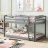 Children Bunk Bed, Wooden Bed Frame, Sleeper Bedstead With Ladder And Safety Guardrail, For Kids Teenagers Bedroom 90 X 190 Cm Gray -Fatboy Sales Store 64695056 1