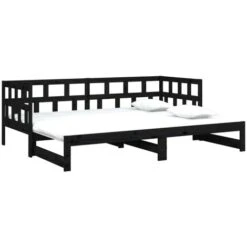 Pull-out Day Bed Black Solid Wood Pine 2x(90x190) Cm VidaXL