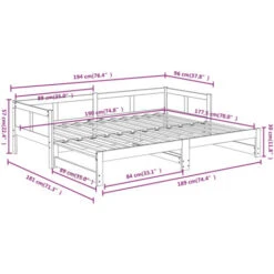 Pull-out Day Bed Solid Wood Pine 2x(90x190) Cm VidaXL -Fatboy Sales Store 65825957 3