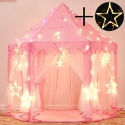 Children's Play Tent, Princess Castle Play Tent, Indoor Children's Playhouse, Girls Large Playhouse With LED Color Fairy Lights