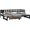 Pull-out Day Bed Black 2x(80x200) Cm Solid Wood Pine VidaXL -Fatboy Sales Store 70898198 1