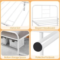 Yaheetech 3ft Single Metal Bed Frame Iron Bed Foundation，White -Fatboy Sales Store 71207689 3