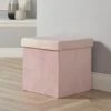 Square Folding Ottoman Velvet Blush Chest Storage Space Saving Bedding Box -Fatboy Sales Store 71353464 1