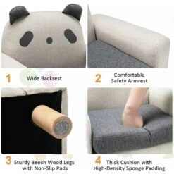 Kids Sofa Children Armrest Chair Animal Pattern Solid Construction Thick Cushion -Fatboy Sales Store 71406103 4