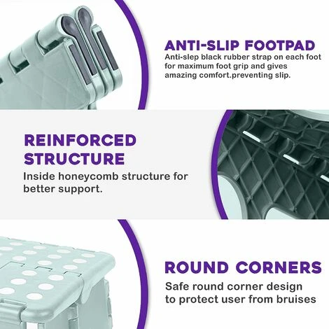 9" Folding Step Stool Non-Skid, Slip-Resistant Lightweight Design Folding Stool 300-Pound Capacity Foam 4 9" Folding Step Stool Non-Skid, Slip-Resistant Lightweight Design Folding Stool 300-Pound Capacity Foam - Image 2