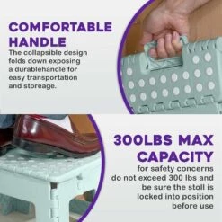 9" Folding Step Stool Non-Skid, Slip-Resistant Lightweight Design Folding Stool 300-Pound Capacity Foam 9 9" Folding Step Stool Non-Skid, Slip-Resistant Lightweight Design Folding Stool 300-Pound Capacity Foam -Fatboy Sales Store 71421378 3