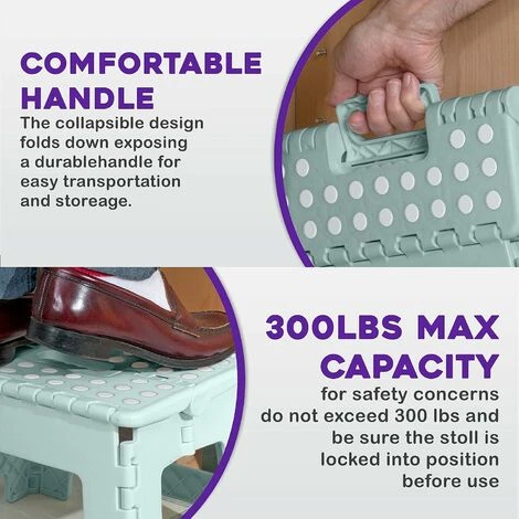 9" Folding Step Stool Non-Skid, Slip-Resistant Lightweight Design Folding Stool 300-Pound Capacity Foam 5 9" Folding Step Stool Non-Skid, Slip-Resistant Lightweight Design Folding Stool 300-Pound Capacity Foam - Image 3