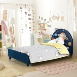 Single KIds Bed Toddler Upholstered Sleeping Bed Frame Soft Headboard Footboard -Fatboy Sales Store 71981626 3