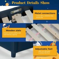 Single KIds Bed Toddler Upholstered Sleeping Bed Frame Soft Headboard Footboard -Fatboy Sales Store 71981626 4