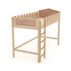 Livingandhome Pine Wood Loft Bed For Kids Room With Fence Rails -Fatboy Sales Store 74461237 4