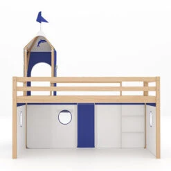 Livingandhome Castle Pine Wood Loft Bed With Slide And Tent -Fatboy Sales Store 74461246 3