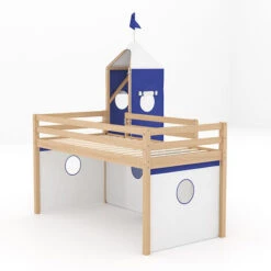 Livingandhome Castle Pine Wood Loft Bed With Slide And Tent -Fatboy Sales Store 74461246 4