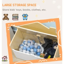 HOMCOM Toy Box Storage Bench Kids Toy Chest W/ Lid Pressure Rod - White -Fatboy Sales Store 74702670 5